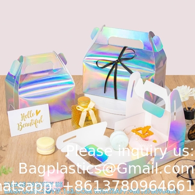 Holographic Gift Box Cake Candy Biscuit Packaging Portable Carton For Wedding And Birthday Parties