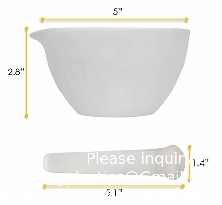 Porcelain Mortar &amp; Pestle Set, 9oz (275ml) - Unglazed Grinding Surface - Excellent For Kitchen Or Laboratory