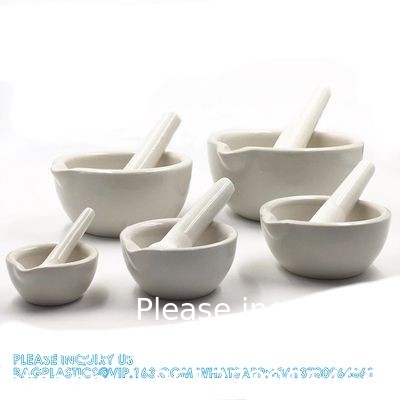 Porcelain Mortar &amp; Pestle Set, 9oz (275ml) - Unglazed Grinding Surface - Excellent For Kitchen Or Laboratory