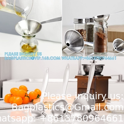 Funnels For Filling Bottles, 3 Pcs Stainless Steel Kitchen Funnel Set With Long Handle, Food Grade Mini Metal Funnel