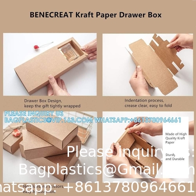 Rectangle Drawer Kraft Boxes Small Cardboard Present Packaging Boxes For Party Favor Treats, Candy And Jewelry Crafts