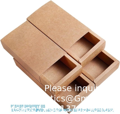 Rectangle Drawer Kraft Boxes Small Cardboard Present Packaging Boxes For Party Favor Treats, Candy And Jewelry Crafts