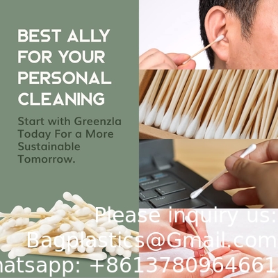 Organic Cotton Swabs 600 Pack - Biodegradable Vegan Bamboo Cotton Buds With Plant-Based Packaging, Wooden Ear Swabs