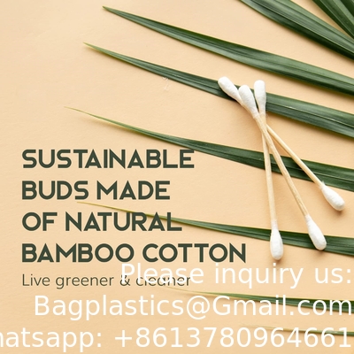 Organic Cotton Swabs 600 Pack - Biodegradable Vegan Bamboo Cotton Buds With Plant-Based Packaging, Wooden Ear Swabs