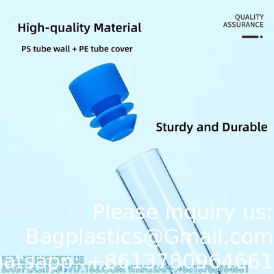 12*100mm Round Bottom Plastic Test Tube Sample Tubes With Screw Lab Lab Supplier Plastic Test Tubes With Cap