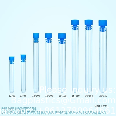 12*100mm Round Bottom Plastic Test Tube Sample Tubes With Screw Lab Lab Supplier Plastic Test Tubes With Cap