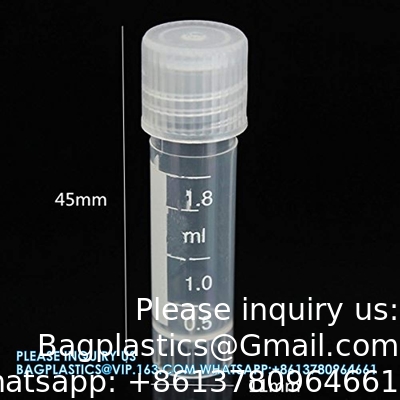 2ml Graduated Plastic Cryovial Cryogenic Vial Tube Self Standing With Cap 10ml Lab Plastic Frozen Test Tubes Vial Seal