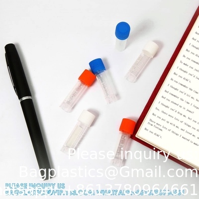 2ml Plastic Small Vials With Screw Caps Sample Tubes Cryotubes,PP Material, Free From DNase, RNase, Human DNA