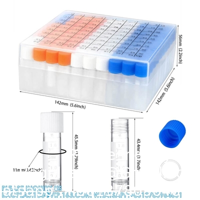 2ml Plastic Small Vials With Screw Caps Sample Tubes Cryotubes,PP Material, Free From DNase, RNase, Human DNA