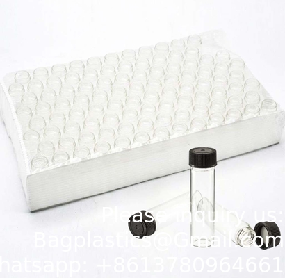Pack of 100 Glass Vials with Black Phenolic Screw Caps (4ml, Clear) Dram Amber Glass Vials