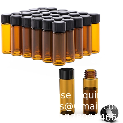 Pack of 100 Glass Vials with Black Phenolic Screw Caps (4ml, Clear) Dram Amber Glass Vials