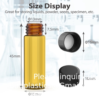 Pack of 100 Glass Vials with Black Phenolic Screw Caps (4ml, Clear) Dram Amber Glass Vials