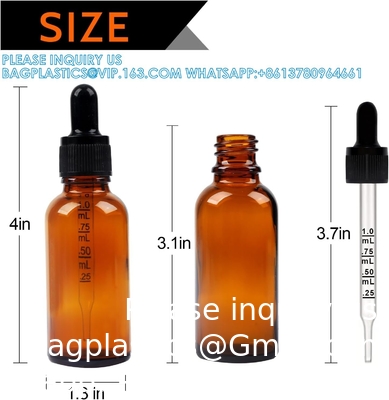 Dropper Bottles 5PCS Amber Dropper Bottle With Funnels &amp; Transfer Pipettes, Glass Tincture Bottles With Dropper 10ml