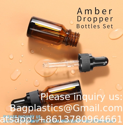 Dropper Bottles 5PCS Amber Dropper Bottle With Funnels &amp; Transfer Pipettes, Glass Tincture Bottles With Dropper 10ml