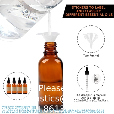 Dropper Bottles 5PCS Amber Dropper Bottle With Funnels &amp; Transfer Pipettes, Glass Tincture Bottles With Dropper 10ml