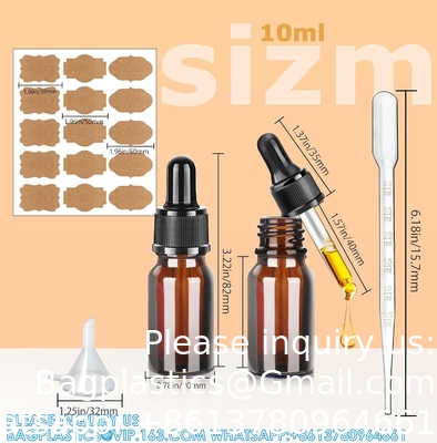 Dropper Bottles 5PCS Amber Dropper Bottle With Funnels &amp; Transfer Pipettes, Glass Tincture Bottles With Dropper 10ml