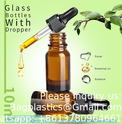 Dropper Bottles 5PCS Amber Dropper Bottle With Funnels &amp; Transfer Pipettes, Glass Tincture Bottles With Dropper 10ml