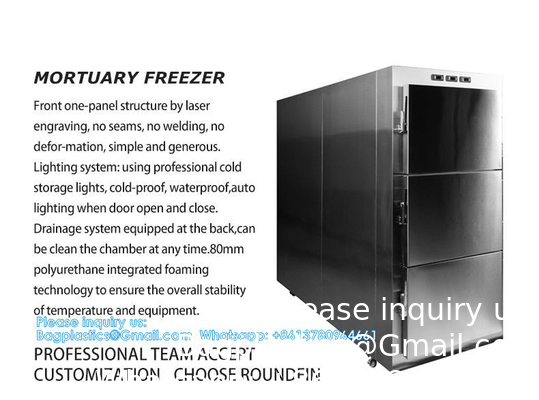 Side Open Individual Temperature Controller 3 Drawers Funeral Equipment Supplies Box Cooler Chamber Morgue Freezer