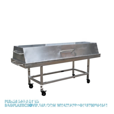 High Quality Stainless Steel Material Mortuary Trolley With Cover For Funeral Service Equipment