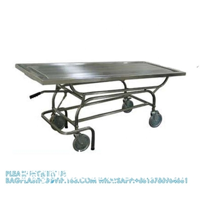 Custom Made Size 304 Stainless Steel Material Dead Body Transport Trolley Funeral Home Equipment
