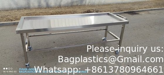 Custom Made Size 304 Stainless Steel Material Dead Body Transport Trolley Funeral Home Equipment