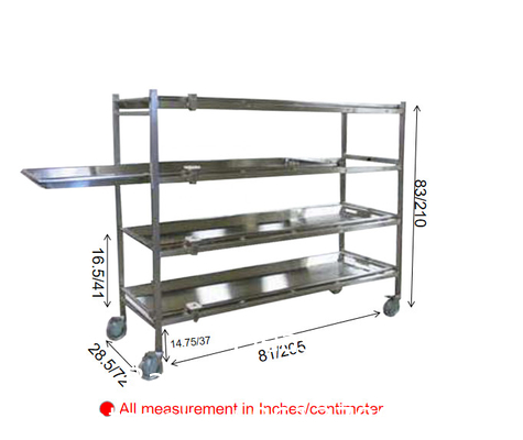 304 stainless steel transfer functional lab and funeral Mortuay Cabinet Cadaver Tray For Funeral Supplies Manufacture
