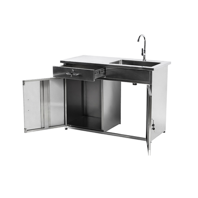 Lab Furniture Supplies Factory Customized Laboratory Metal Stainless Steel Single Faucet Sink With Two Doors Cabinet