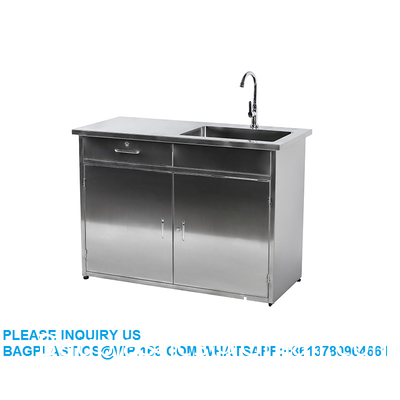 Lab Furniture Supplies Factory Customized Laboratory Metal Stainless Steel Single Faucet Sink With Two Doors Cabinet