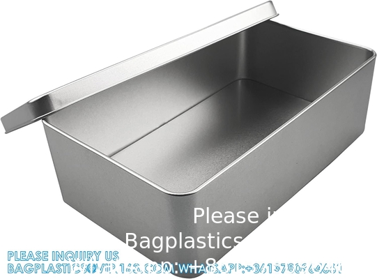 Silver Metal Tin Box Lids - Large Containers, Holder For Keeping Car Keys, Cookie, Pencil Case, 8.2 X 4.7 X 2.4 Inch