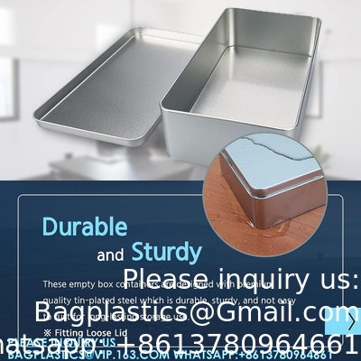 Silver Metal Tin Box Lids - Large Containers, Holder For Keeping Car Keys, Cookie, Pencil Case, 8.2 X 4.7 X 2.4 Inch