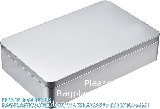 8.5 By 5.3 By 1.9 Inch Silver Rectangular Empty Tin Box Containers, Gift, Jewelery And Storage Tin Kit, Home Organizer