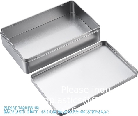 8.5 By 5.3 By 1.9 Inch Silver Rectangular Empty Tin Box Containers, Gift, Jewelery And Storage Tin Kit, Home Organizer