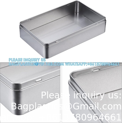 8.5 By 5.3 By 1.9 Inch Silver Rectangular Empty Tin Box Containers, Gift, Jewelery And Storage Tin Kit, Home Organizer