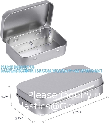 Metal Rectangular Empty Hinged Tins - Pack Of 40 Silver Mini Portable Box Small Storage Kit &amp; Home Organizer With Lids