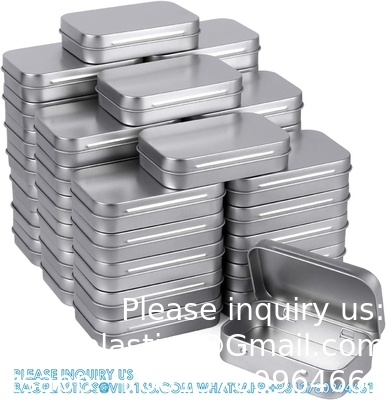 Metal Rectangular Empty Hinged Tins - Pack Of 40 Silver Mini Portable Box Small Storage Kit &amp; Home Organizer With Lids