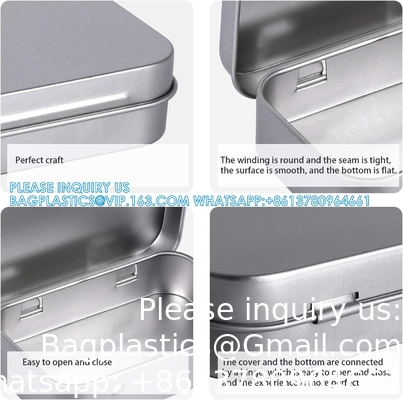 Metal Rectangular Empty Hinged Tins - Pack Of 40 Silver Mini Portable Box Small Storage Kit &amp; Home Organizer With Lids