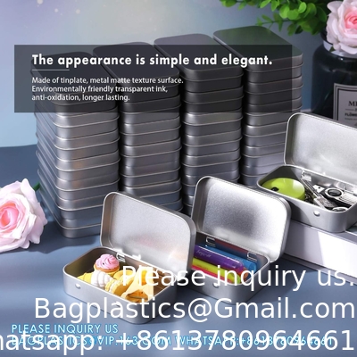 Metal Rectangular Empty Hinged Tins - Pack Of 40 Silver Mini Portable Box Small Storage Kit &amp; Home Organizer With Lids