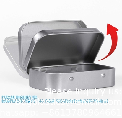 Metal Rectangular Empty Hinged Tins - Pack Of 40 Silver Mini Portable Box Small Storage Kit &amp; Home Organizer With Lids