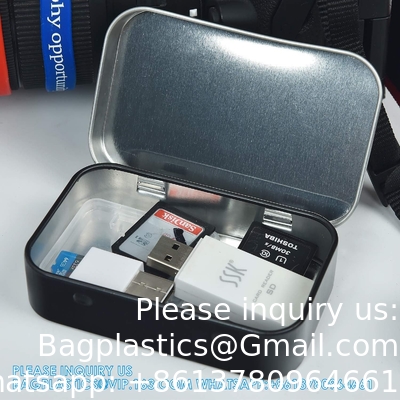 Metal Rectangular Empty Hinged Tins - Pack Of 40 Silver Mini Portable Box Small Storage Kit &amp; Home Organizer With Lids