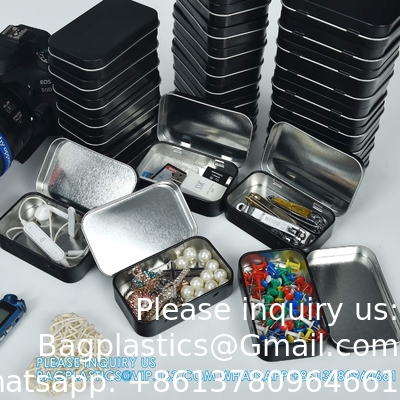 Metal Rectangular Empty Hinged Tins - Pack Of 40 Silver Mini Portable Box Small Storage Kit &amp; Home Organizer With Lids