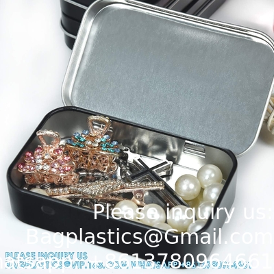 Metal Rectangular Empty Hinged Tins - Pack Of 40 Silver Mini Portable Box Small Storage Kit &amp; Home Organizer With Lids