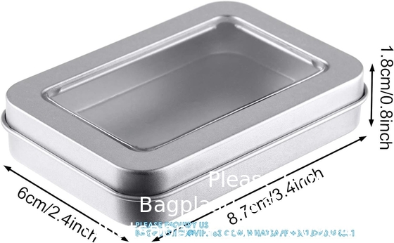Metal Tin Box Metal Tins With Lids Clear Top Tins Box Empty Storage Tins Case Rectangle Containers Can with Large