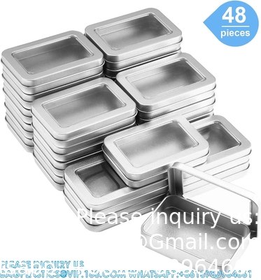 Metal Tin Box Metal Tins With Lids Clear Top Tins Box Empty Storage Tins Case Rectangle Containers Can with Large