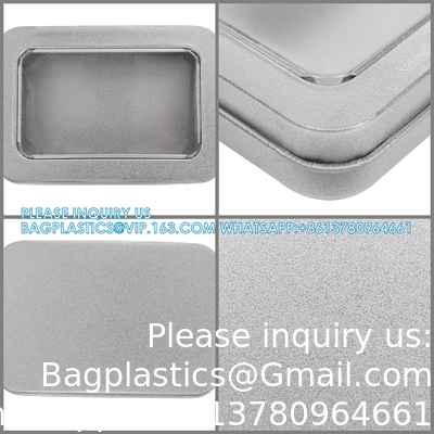 Metal Tin Box Metal Tins With Lids Clear Top Tins Box Empty Storage Tins Case Rectangle Containers Can with Large