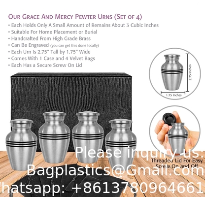 Urns for Human Ashes Female &amp; Male, Urns for Ashes Adult Female, Funeral Urns - Pewter, 4 Small Keepsakes