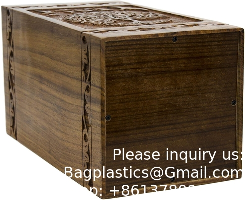 Handmade Rosewood Urn For Human Ashes | Tree Of Life Wooden Urns Hand-Crafted - Funeral Cremation Urn For Ashes