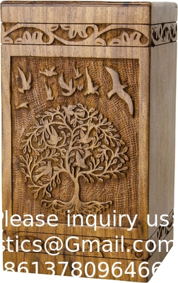 Handmade Rosewood Urn For Human Ashes | Tree Of Life Wooden Urns Hand-Crafted - Funeral Cremation Urn For Ashes