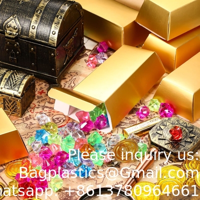 Gold Bars Fake Bar Gift Box Golden Party Favor Chocolate Gold Coins Foil Treasure Brick Paper Boxes Halloween Party