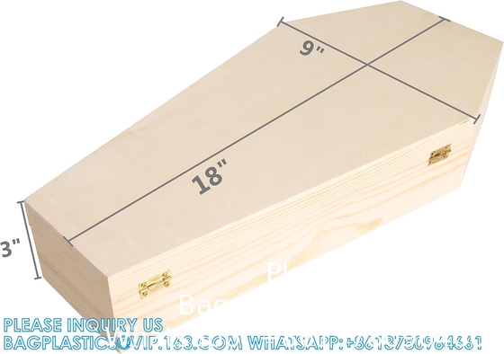 Large 18 Inch Halloween Coffin Box - Fillable Hinged Box For Halloween DéCor, Party Favor, Goth, Doll Coffin