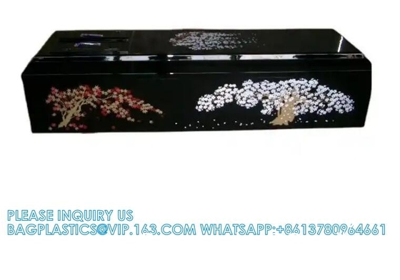 Japanese Plywood Casket Wooden Coffin With Flower Painting Casket Wooden Coffin OEM Japanese Wooden Coffin